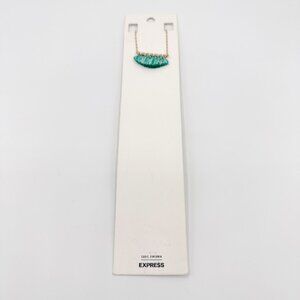 Express Gold & Teal Tassel Necklace